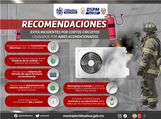EMITEN BOMBEROS RECOMENDACIONES PARA PREVENIR INCIDENTES POR EL USO DE AIRES ACONDICIONADOS